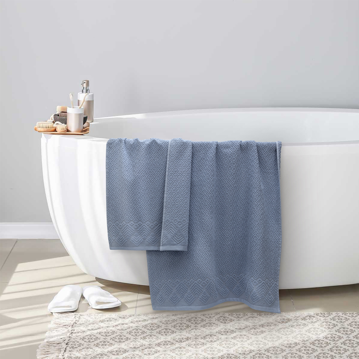 Полотенце BRAVO Ромб 50*70 + 70*120 синий 2 шт. - фото 7