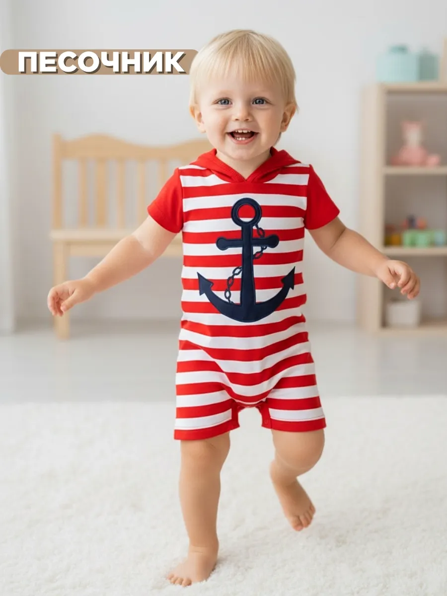 Песочник Linas baby 1117-9AR Красный- полоска - фото 3