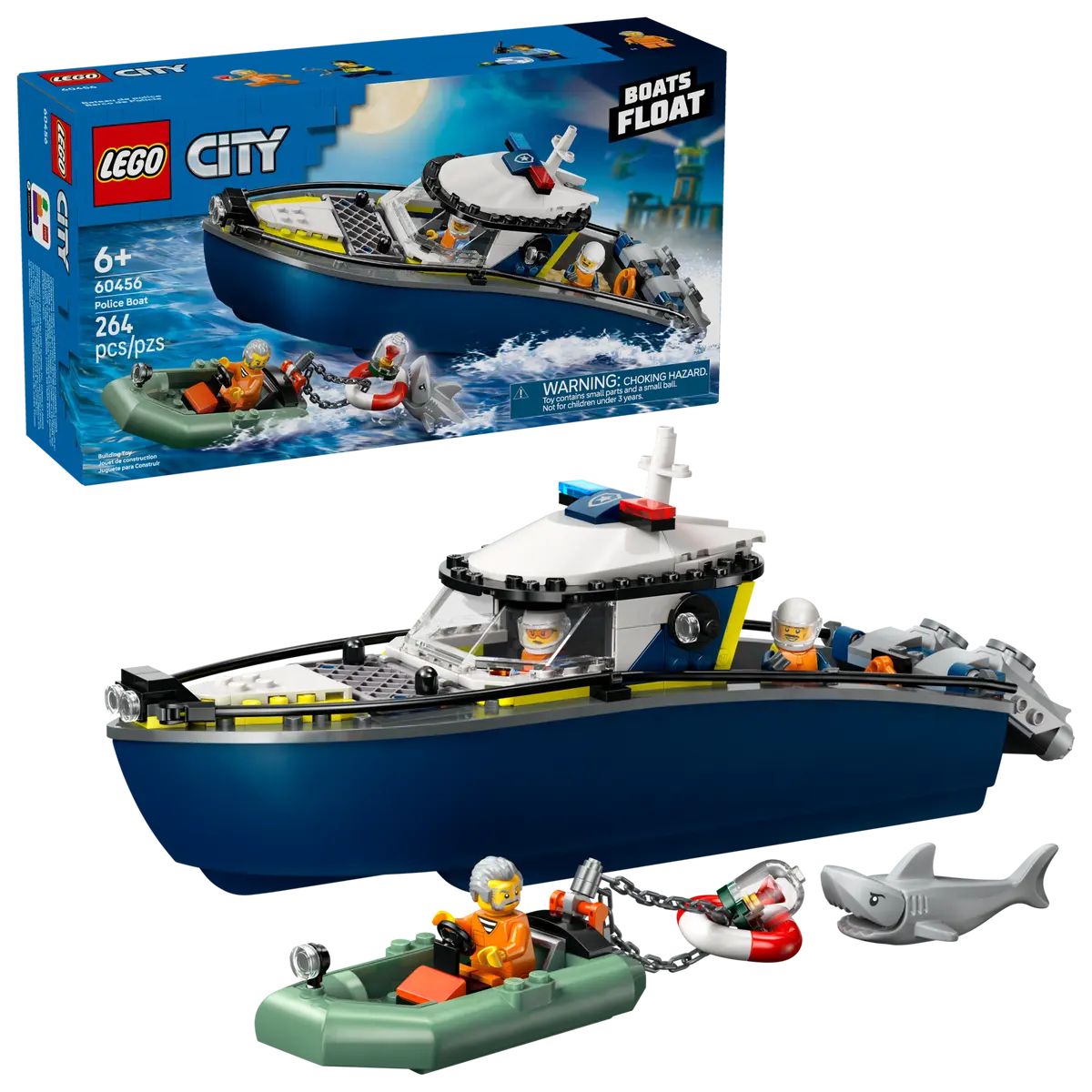 Конструктор LEGO City Погоня на полицейском катере 264 дет. - фото 1
