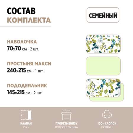 Комплект постельного белья BRAVO Аква семейный поплин