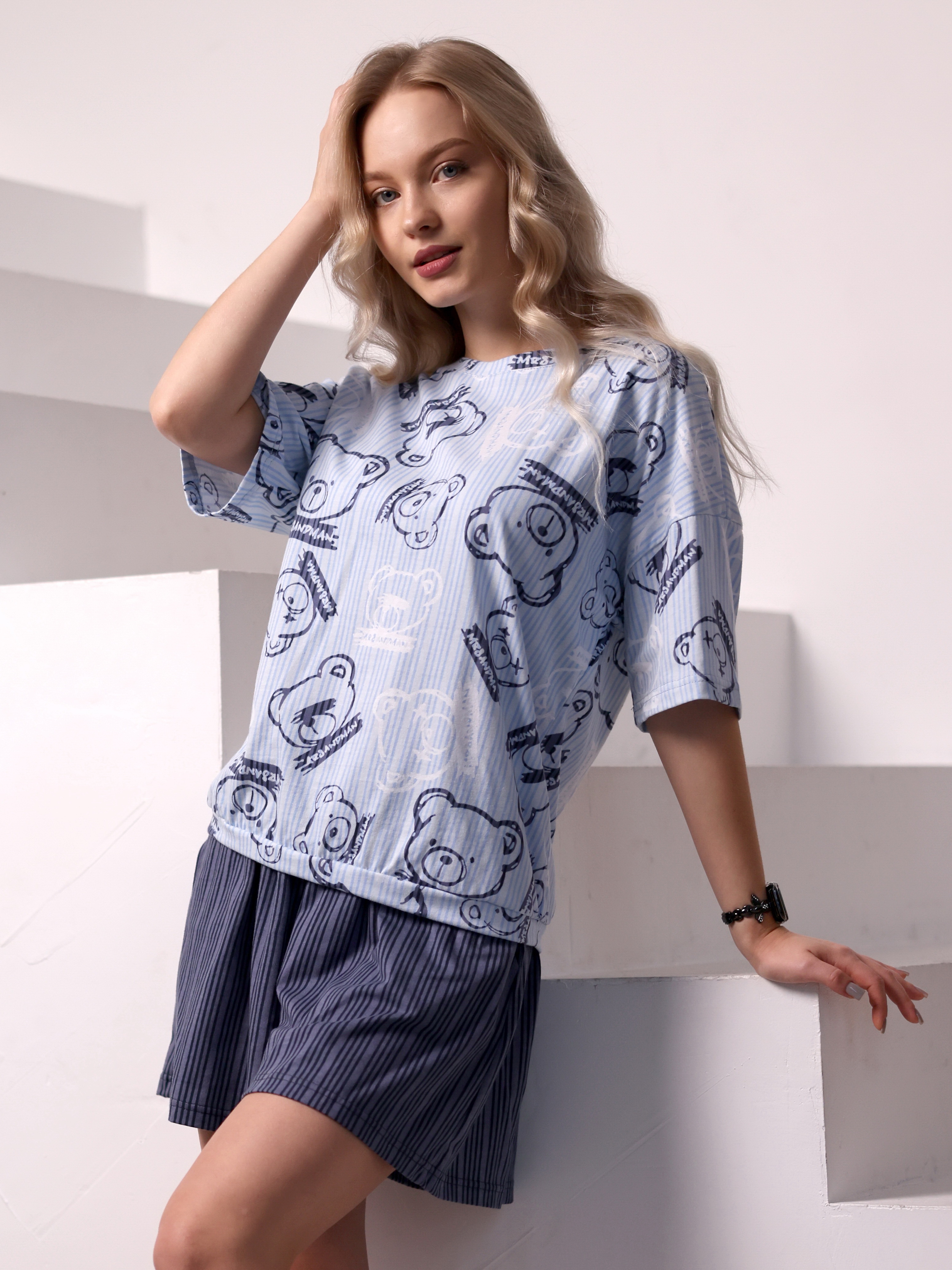 Пижама Агапэ 0539_голубой мишки - фото 1