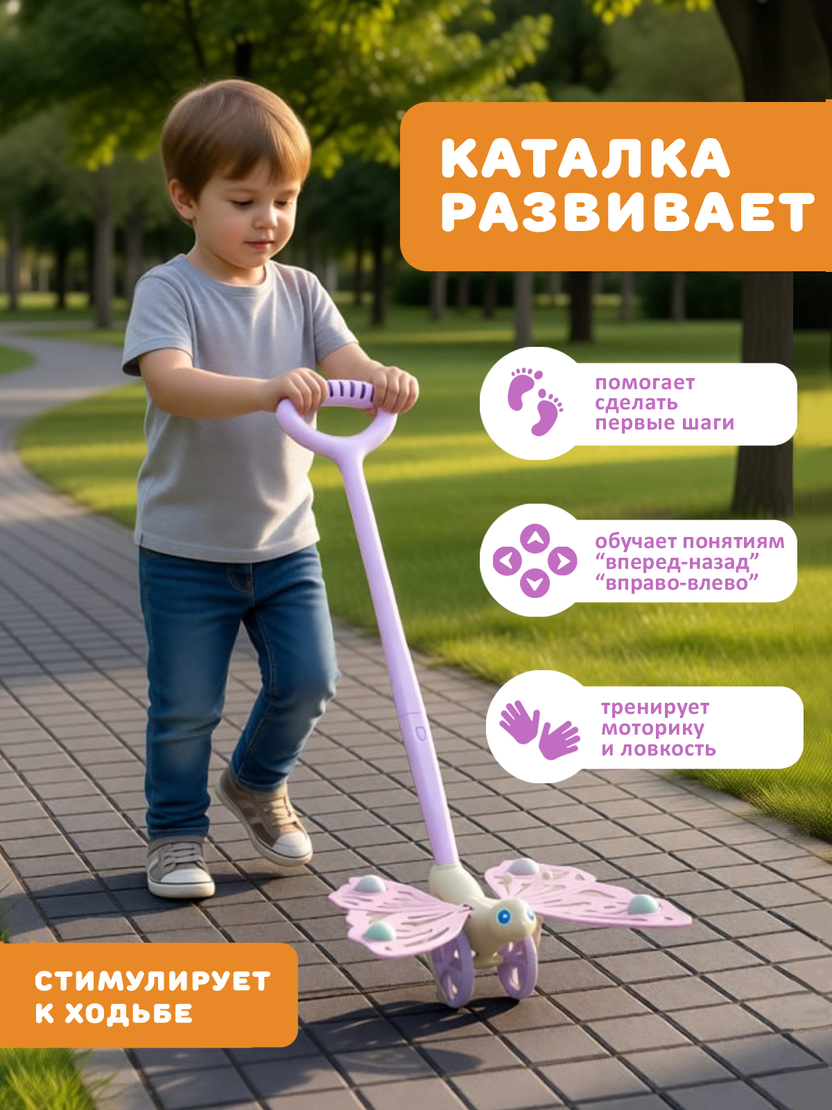 Игрушка Стеллар каталка Бабочка - фото 2