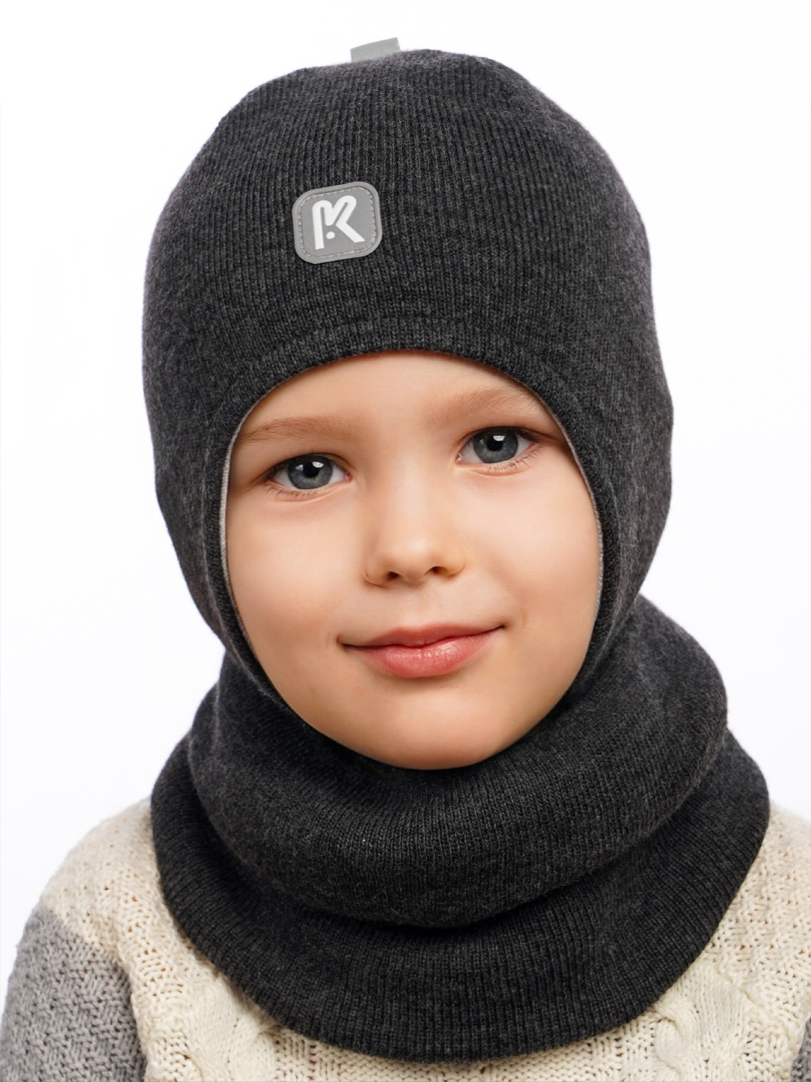 Шапка и снуд ПриКиндер U-Sp232724 Графит - фото 1