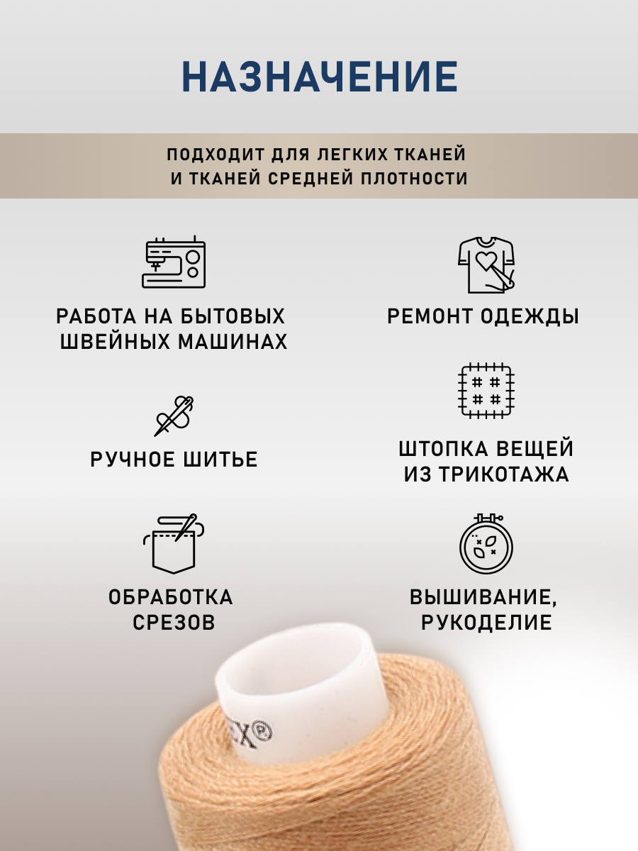 Набор ниток Bestex для шитья трикотажа ткани легкой и средней плотности 40/2 Джинсовый микс 400 ярд 10 шт - фото 3