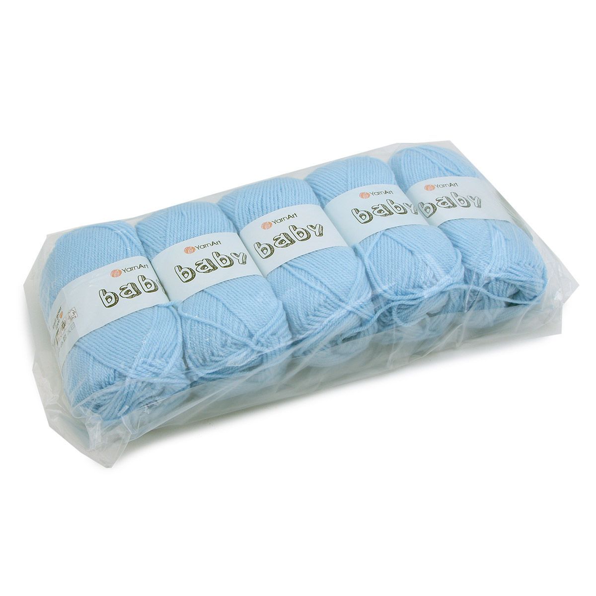 Пряжа для вязания YarnArt Baby 50 гр 150 м акрил мягкая детская 5 мотков 215 св.голубой - фото 7