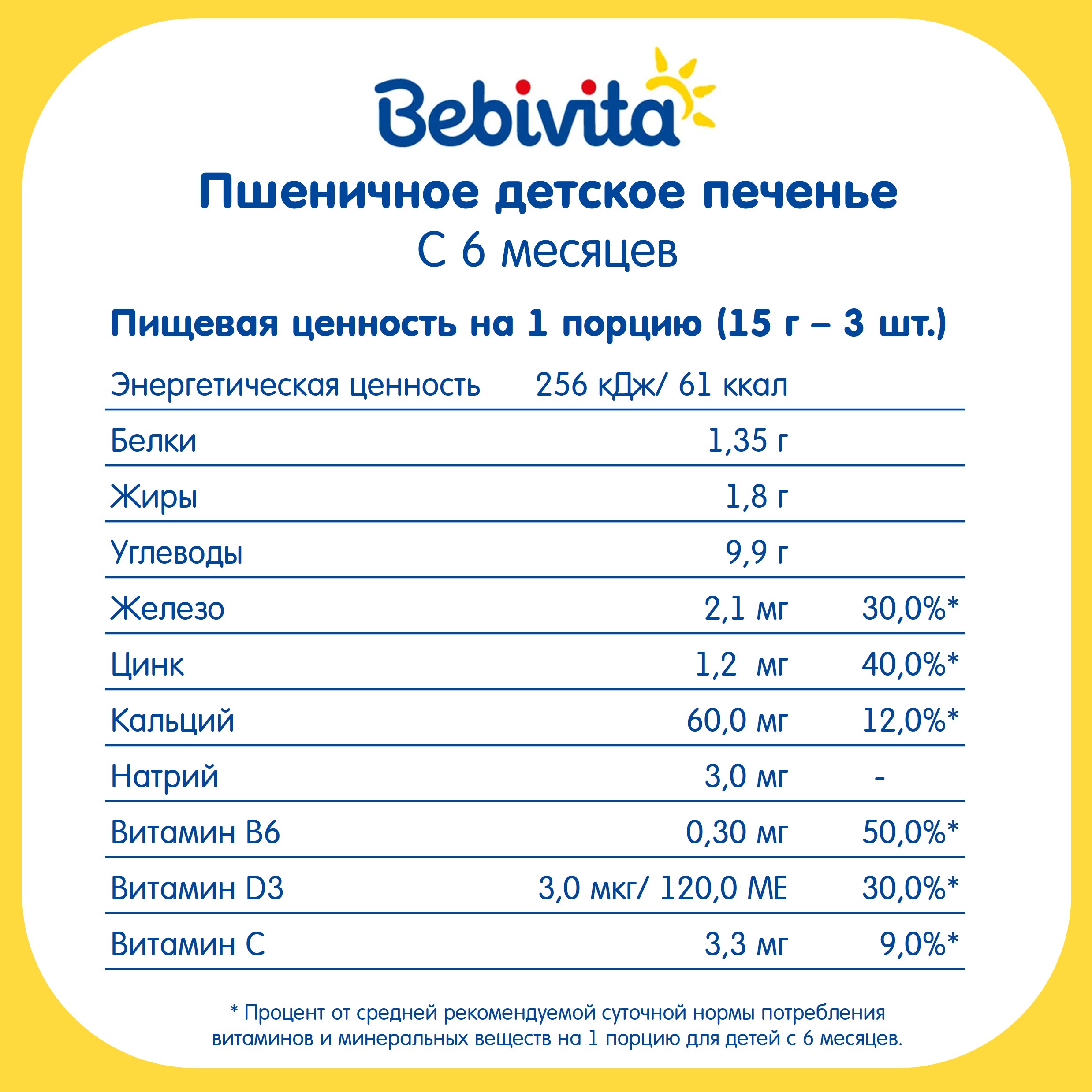 Печенье детское Bebivita Пшеничное 80г с 6мес - фото 5