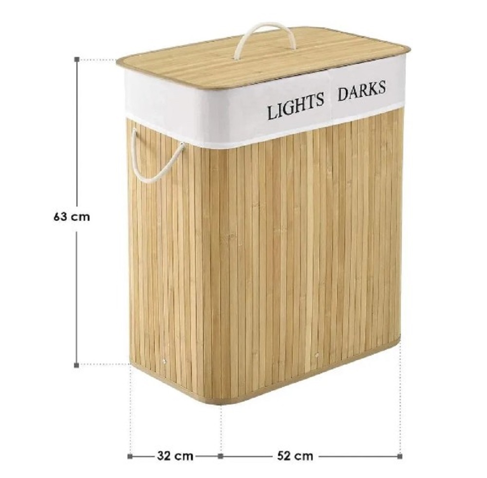 Корзина для белья ZDK Homium for Home Eco квадратная 2 секции - фото 2