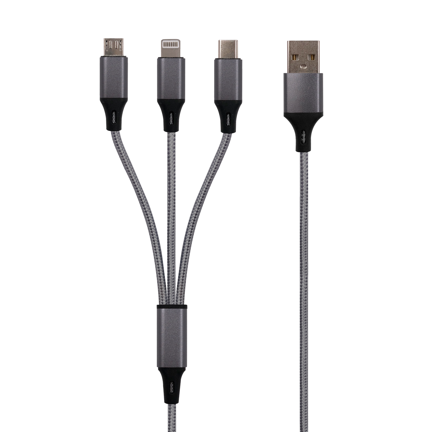 Кабель GAL 3в1 USB A-8pin/Type C/microUSB 2.1A 1.2m - фото 2