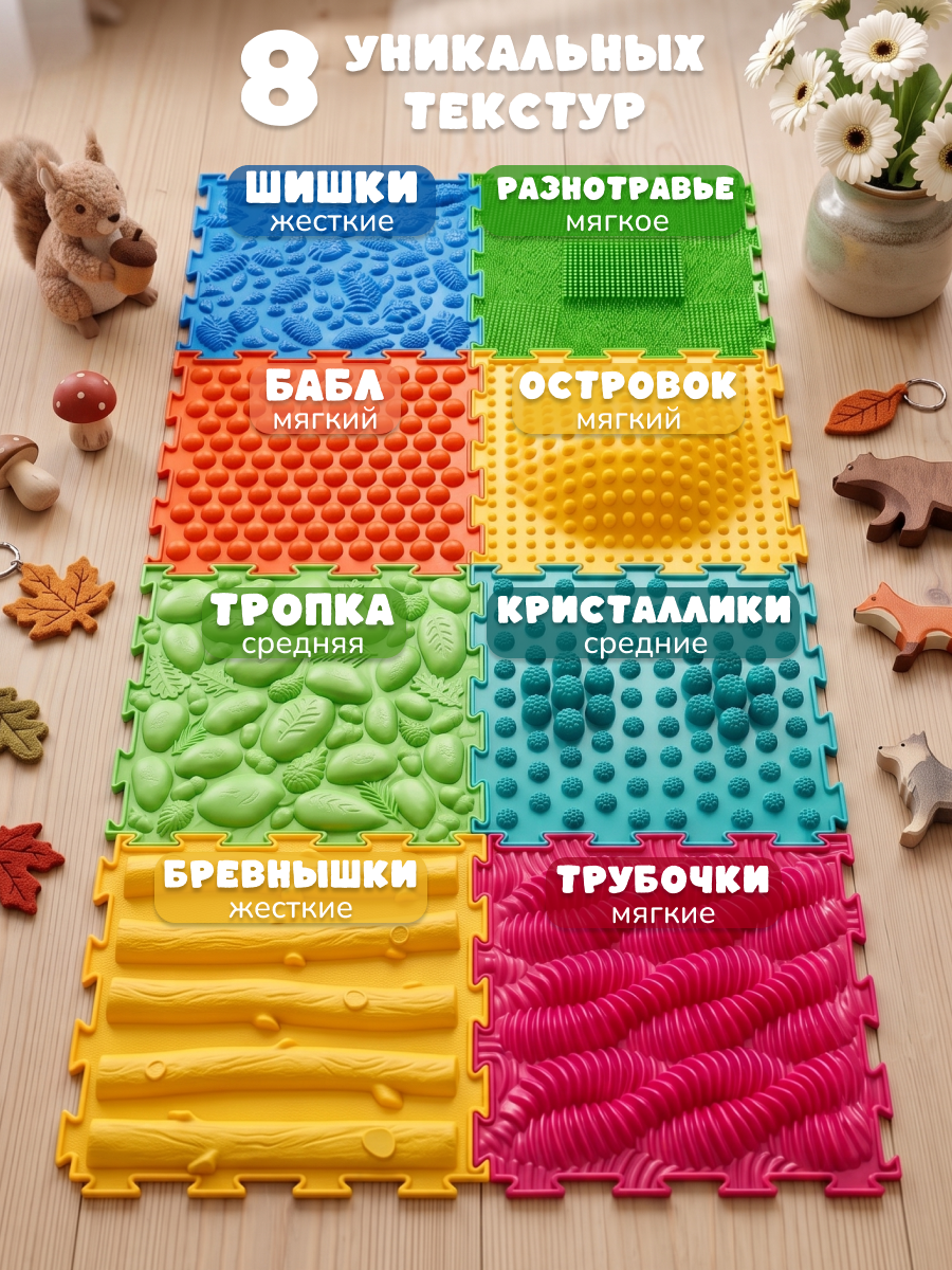 Коврик-пазл Ортодон массажный развивающий детский 26 x 200 см - фото 3