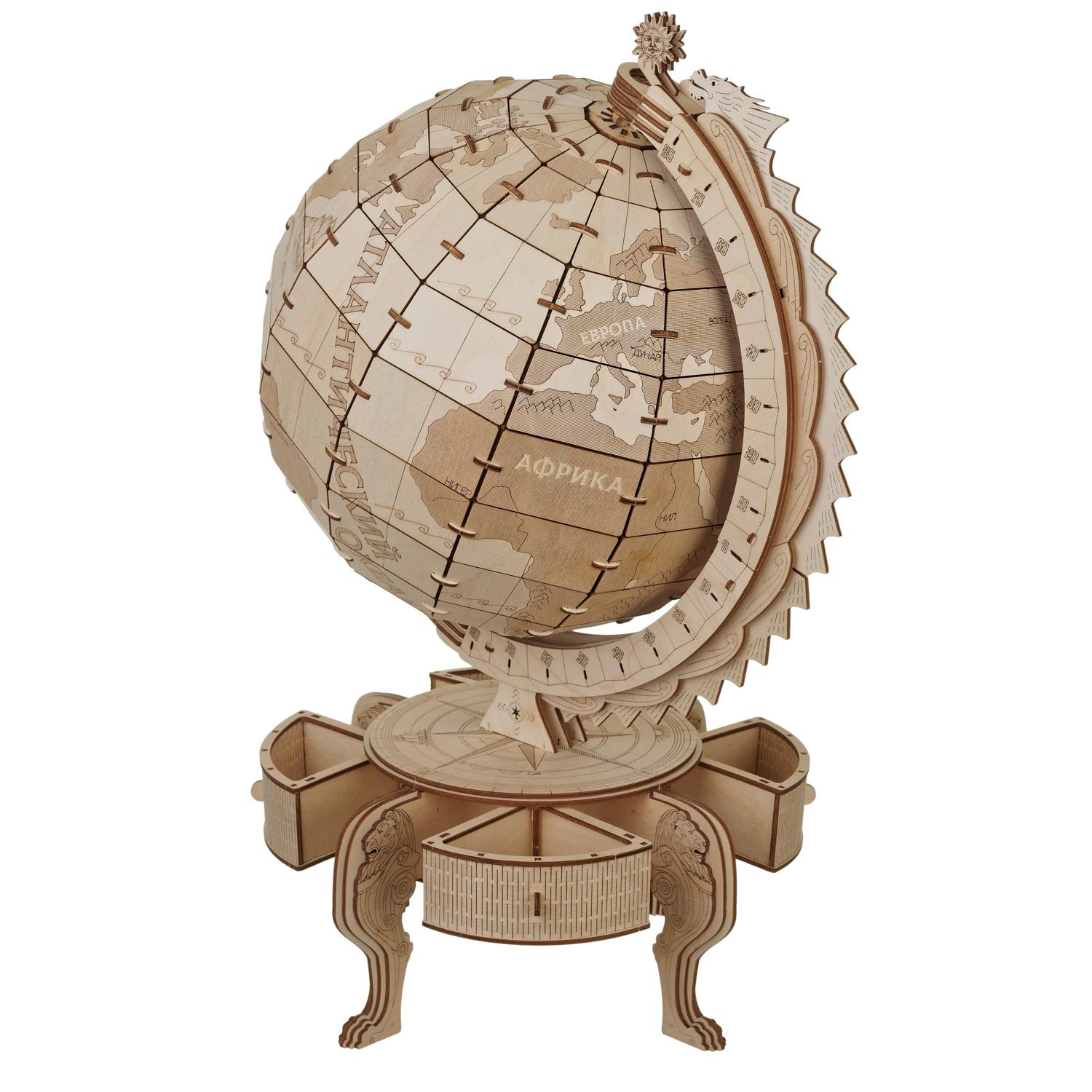 Конструктор TADIWOOD Глобус деревянный 383 дет. INT-003 - фото 2