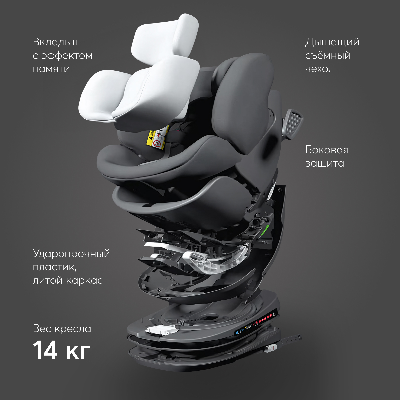 Автокресло Happy Baby Reex Black Isofix 0+/1/2/3 (0-36 кг) - фото 8
