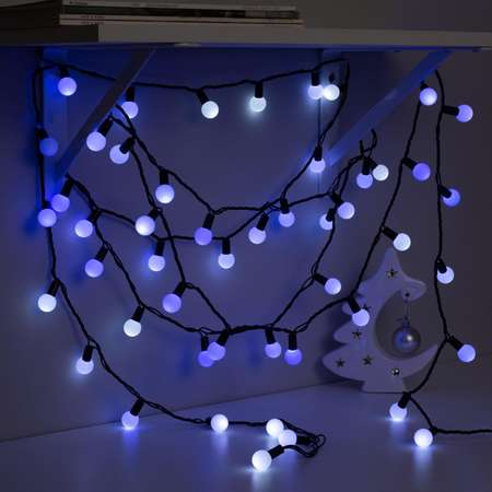 Гирлянда Luazon «Шарики 2.5 см» ip44 тёмная нить 100 led свечение бело-синее мигание 220 в
