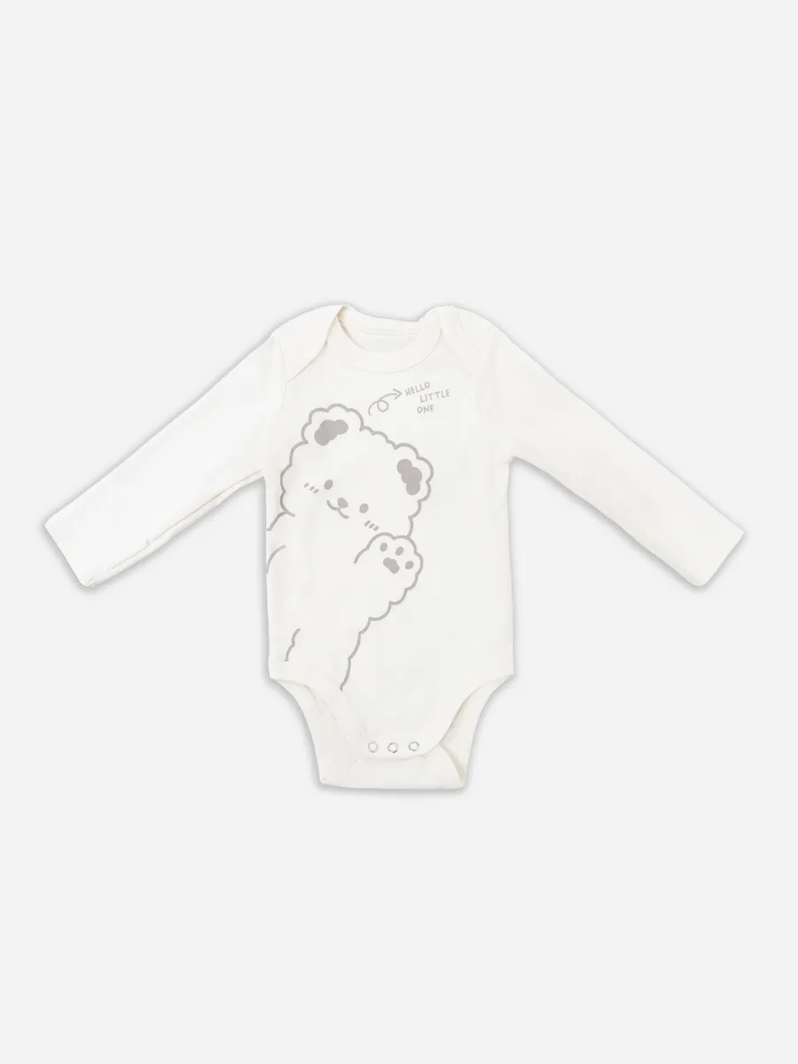 Боди 3 шт Mark Formelle (Марк Формэль) 13016-3/молочный +серо-коричневый +бежевый +печать - фото 12