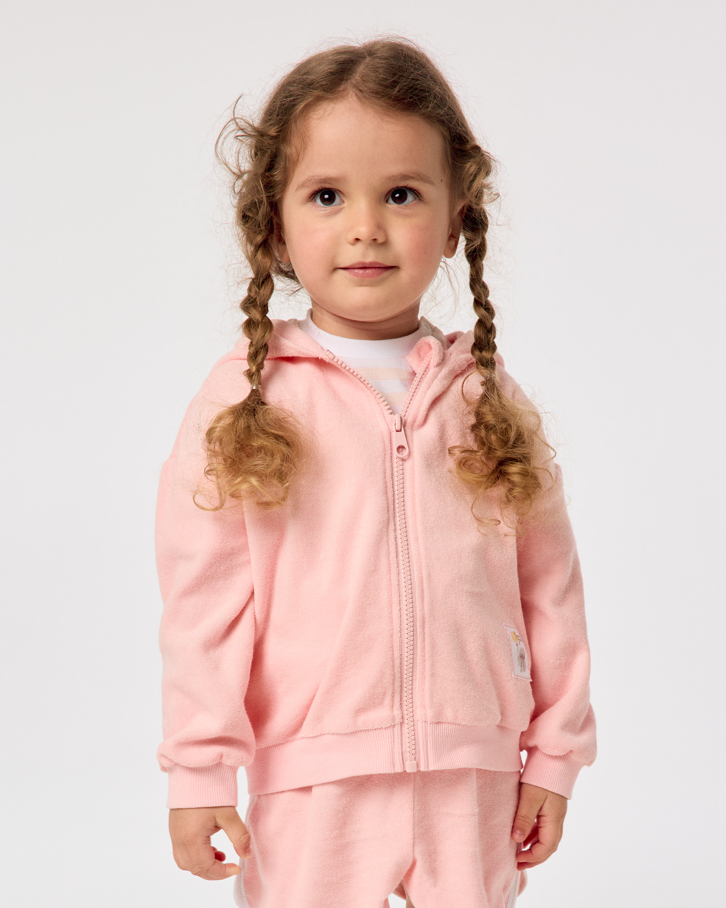 Изображение товара Толстовка BabyGo Trend 80 Махровая розовая с нашивкой