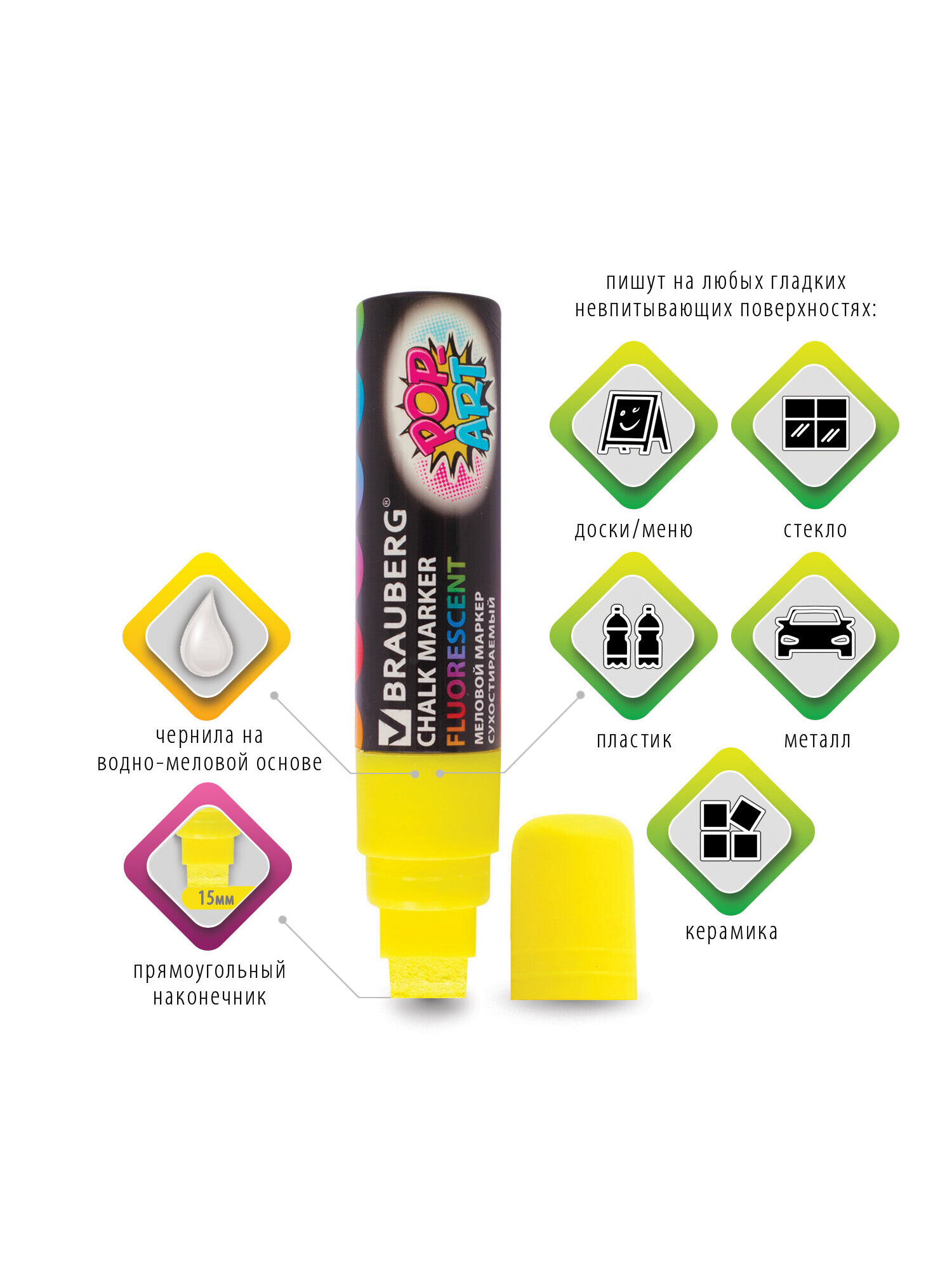 Маркеры Brauberg меловые 4 шт. - фото 4