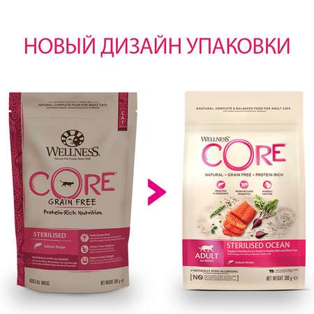 Корм для кошек Wellness CORE 300г лосось для стерилизованных и кастрированных