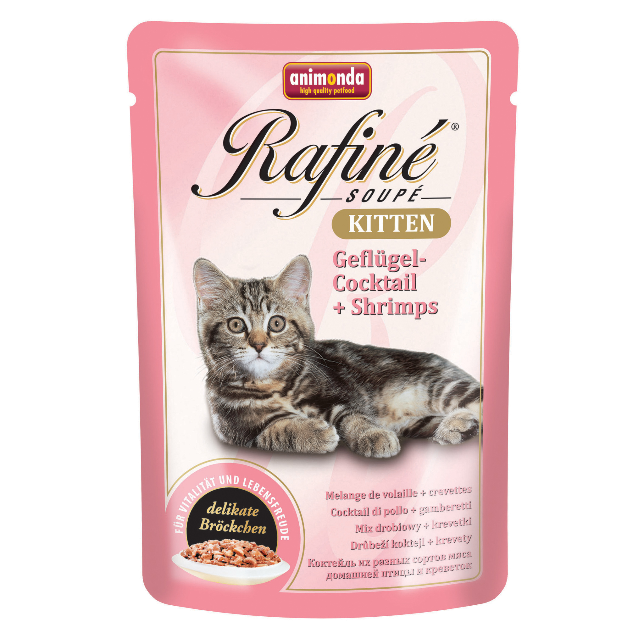 Корм влажный для котят ANIMONDA 100г Rafinе Kitten из мяса домашней птицы и креветок пауч - фото 1