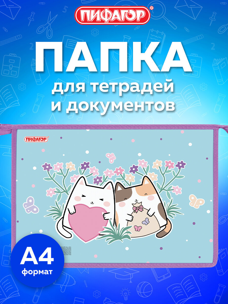 Изображение товара Папка для тетрадей Пифагор А4 Cat Friends для девочек