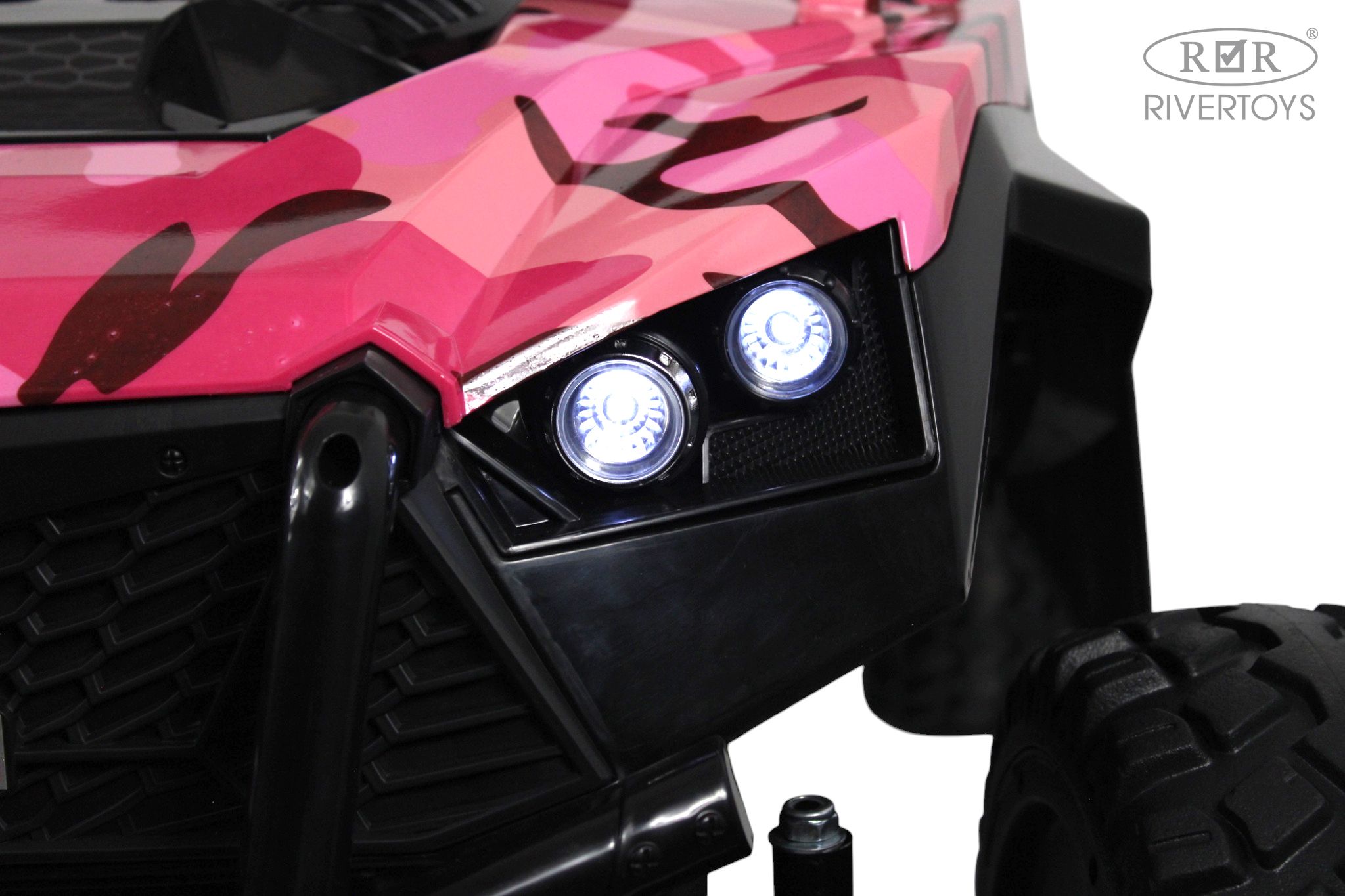 Электромобиль RIVERTOYS A707AA-LUX-NEW-PINK-CAMOUFLAGE С пультом ДУ - фото 11