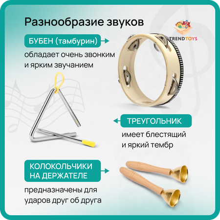 Игрушка музыкальная TrendToys бубен, маракас, кастаньеты