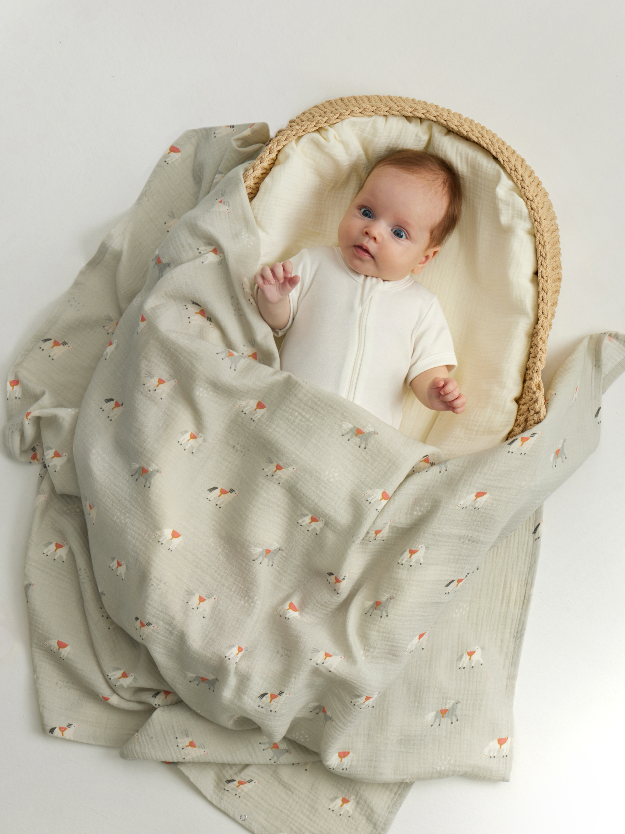 Пелёнка BUBA KIDS Лошадки/Сливочный муслин 75х115 см 2 шт. - фото 16