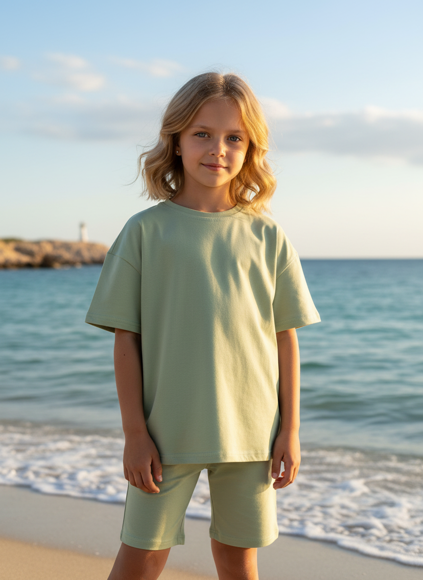 Футболка и шорты Утенок 7067 полынь - фото 3