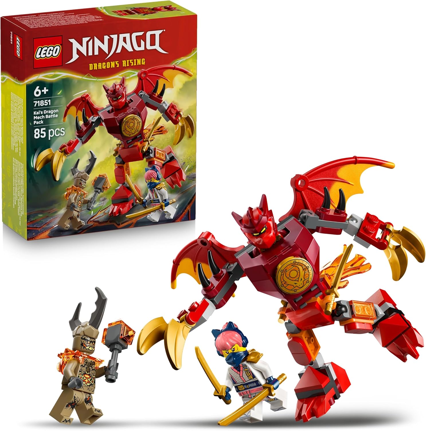 Конструктор LEGO NINJAGO Боевой набор Робот-дракон Кая 85 дет. - фото 1