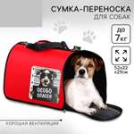 Сумка-переноска Пушистое счастье раскладная каркасная «Особо опасен» 52x22x29 см