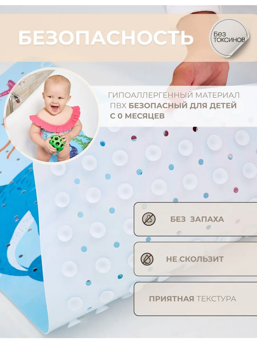 Коврик для купания Mikisskids голубой - фото 2