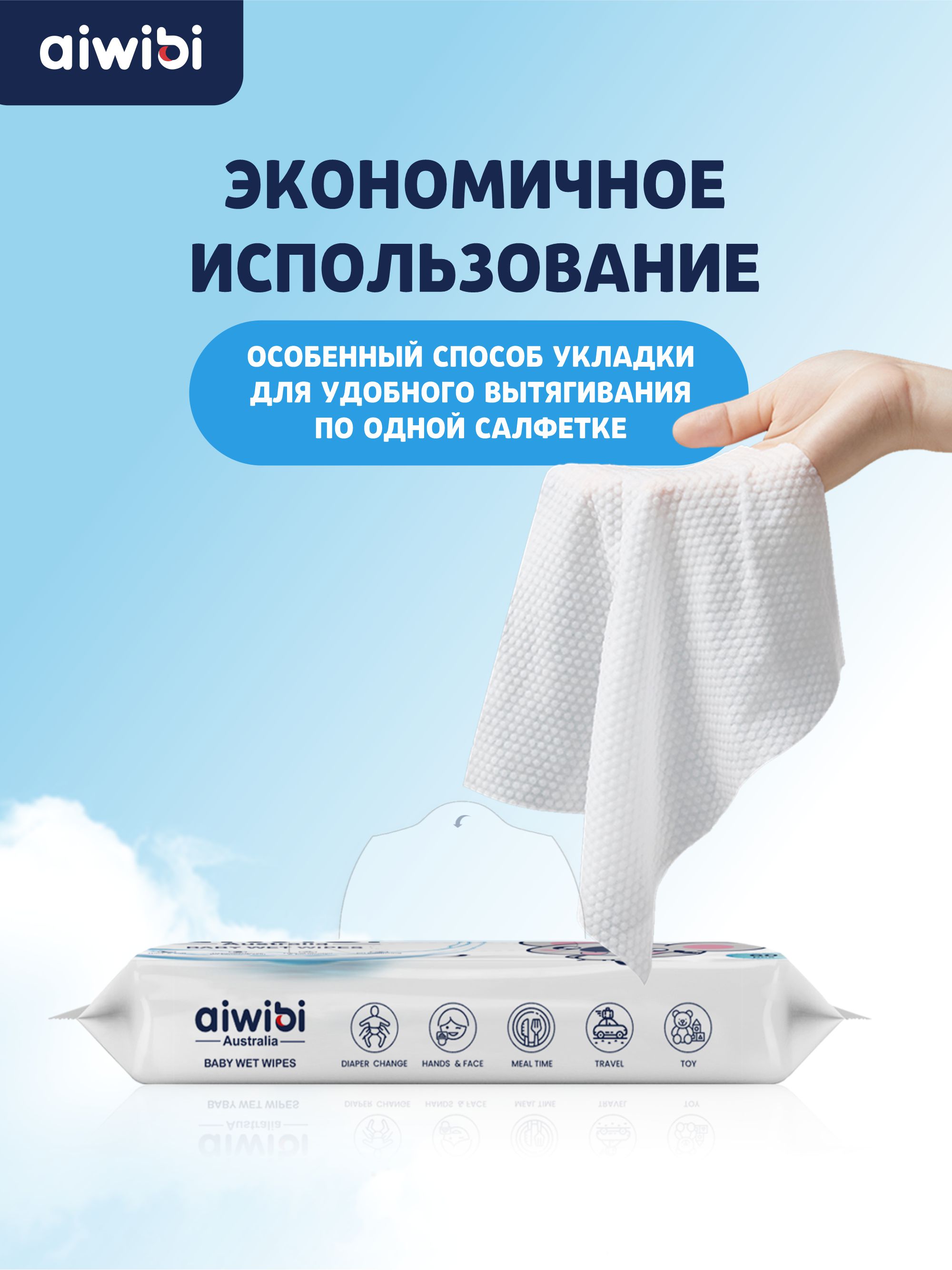 Влажные салфетки AIWIBI антибактериальные 3 упак. 80 шт. - фото 5