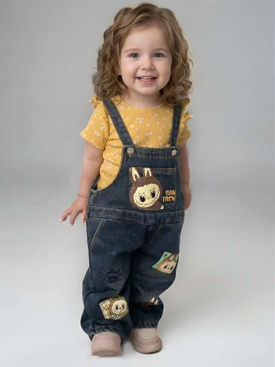 Полукомбинезон iUkoworld Джинсовый полукомбинезон на флисе детский - фото 6