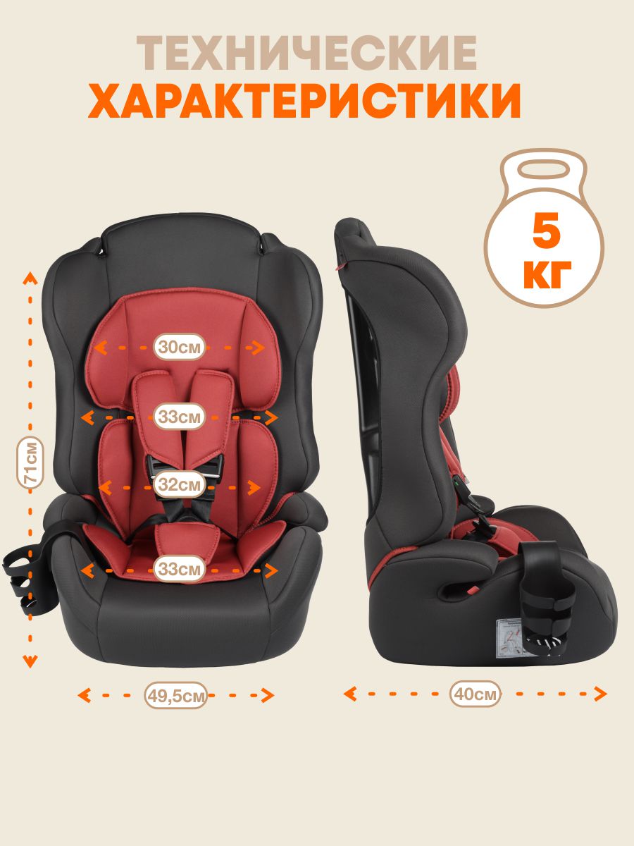 Автокресло ZLATEK Atlantic lux 1/2/3 (9-36 кг) красный - фото 9