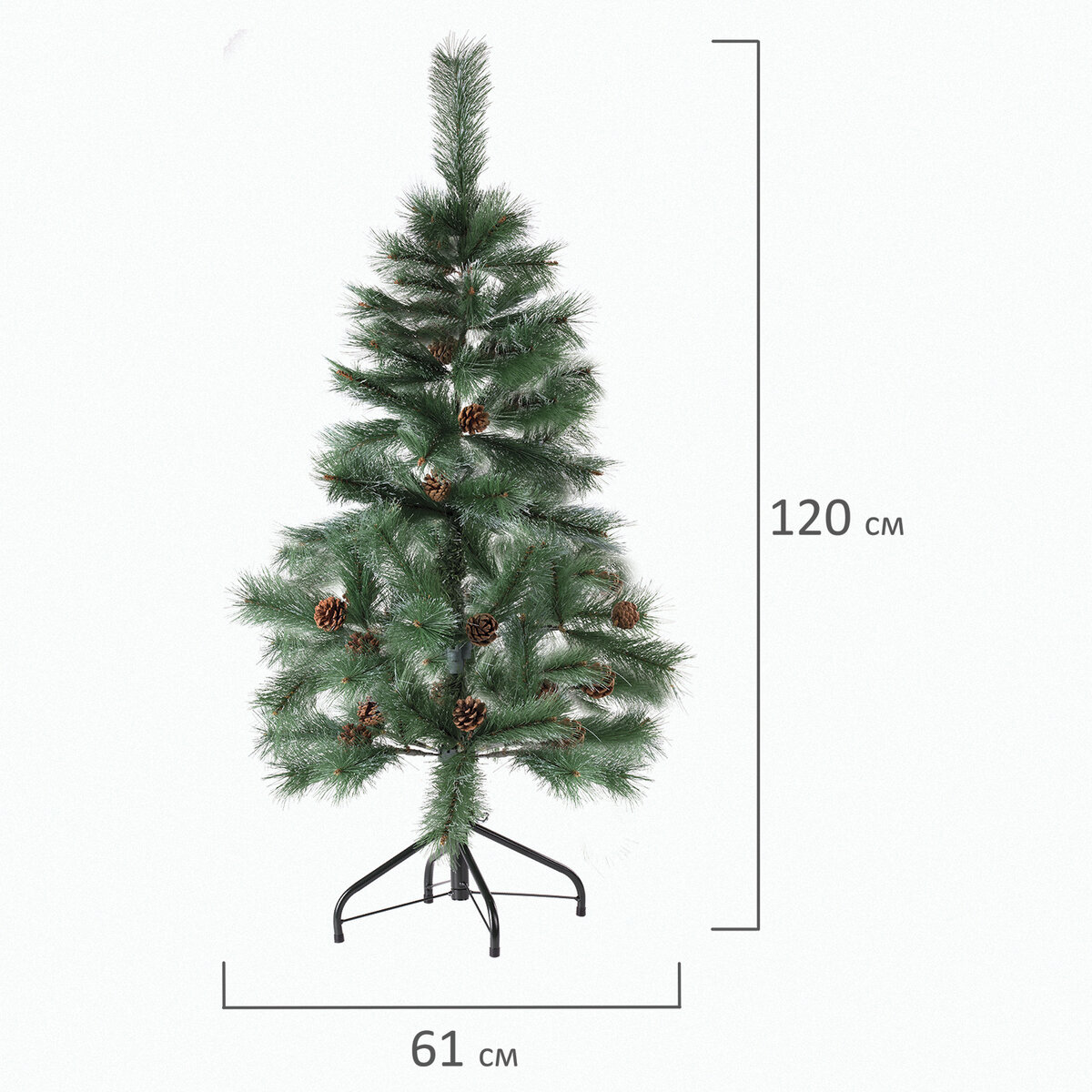 Новогодняя елка Золотая сказка искусственная Velvet Pinewood 120 см с инеем и шишками - фото 11