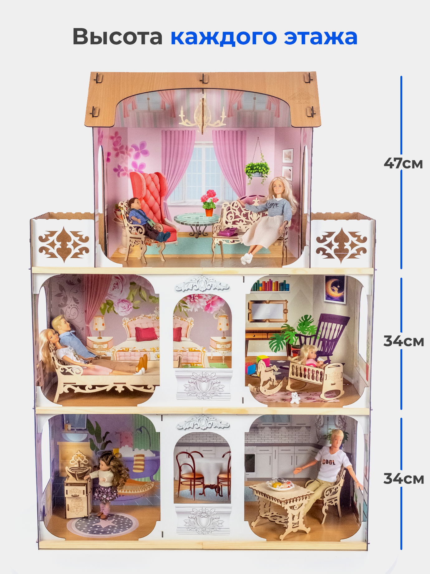 Домик для кукол Teremtoys с мебелью 3134 - фото 7
