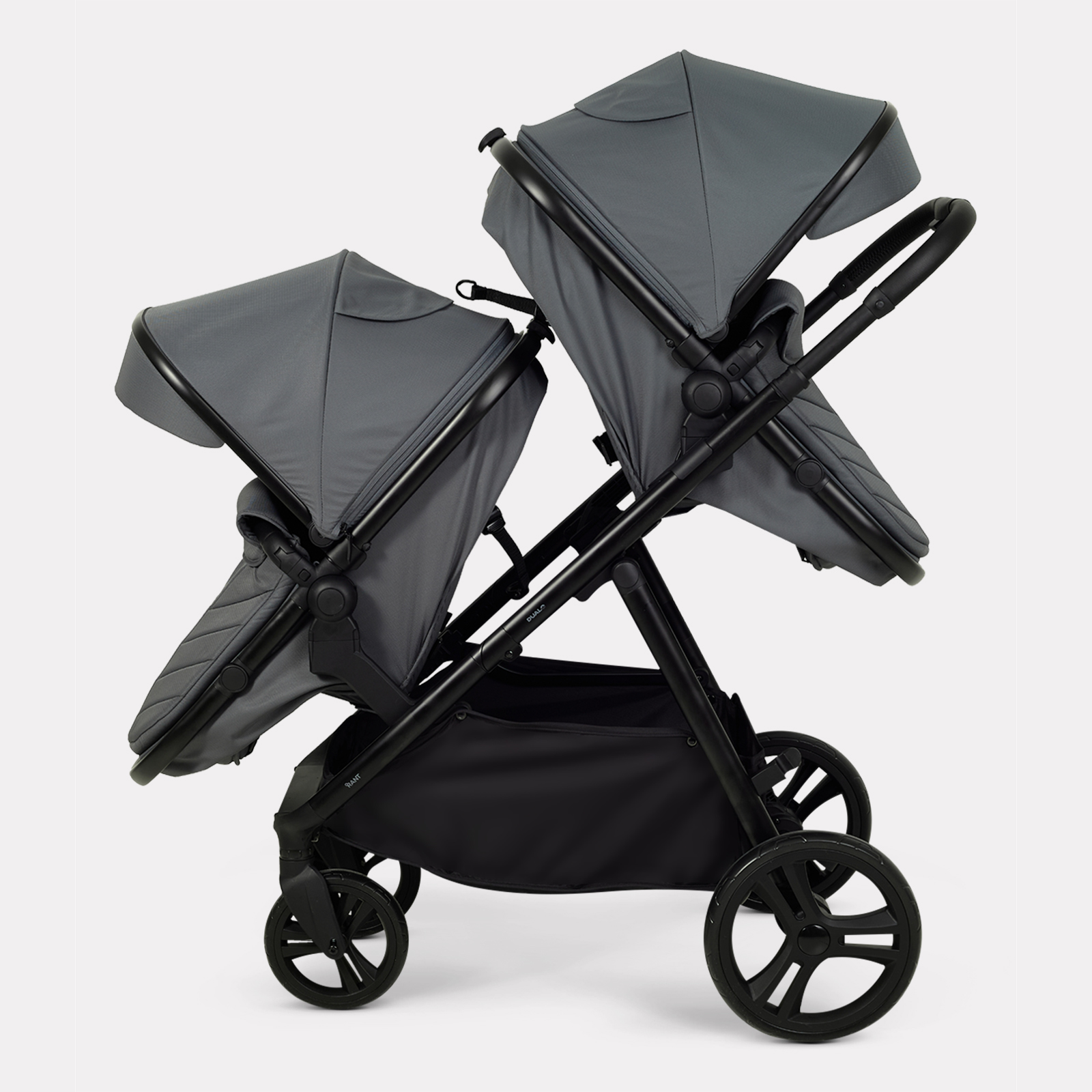 Коляска 2в1 для двойни Rant Basic Dualo серый - фото 6