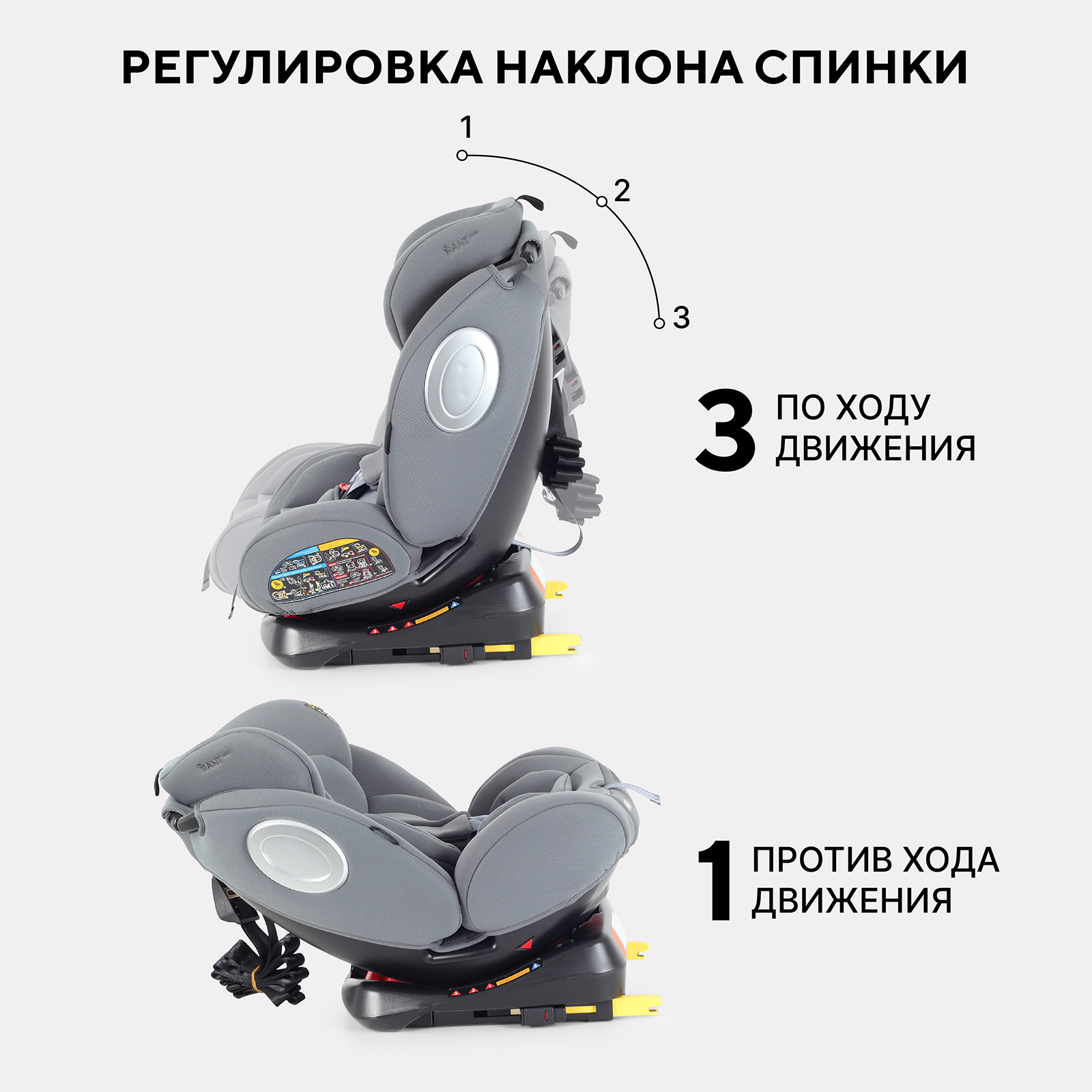 Автокресло Rant Basic Twist next isofix Isofix 0+/1/2/3 (0-36 кг) серый - фото 6