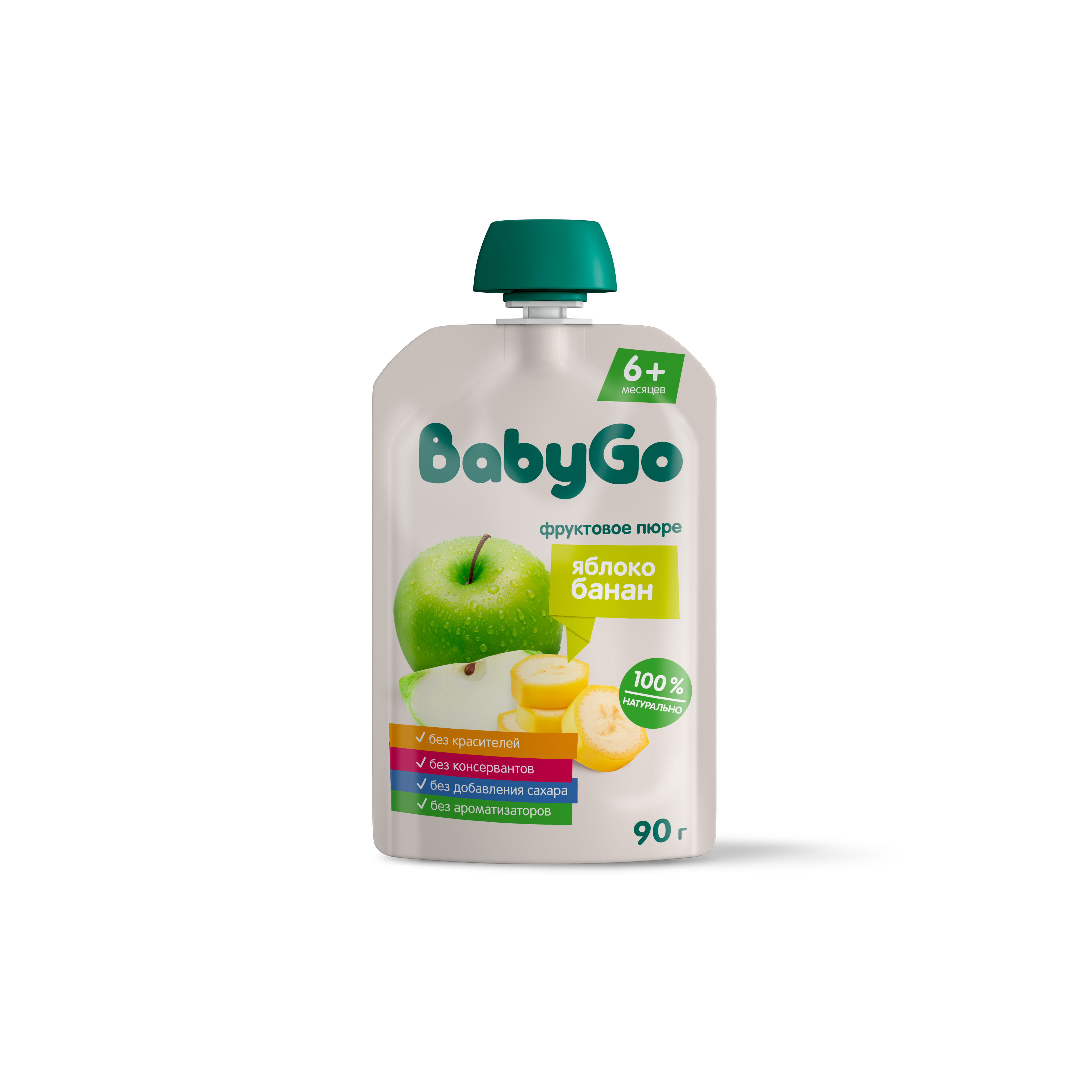 Пюре фруктовое Baby Go яблоко-банан 90г с 6месяцев - фото 1