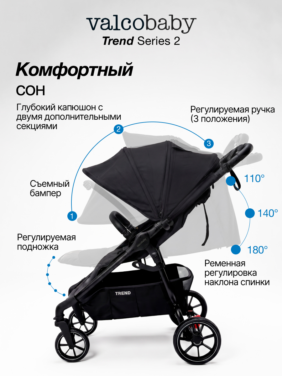 Коляска прогулочная Valco baby Trend серия 2 черный - фото 3