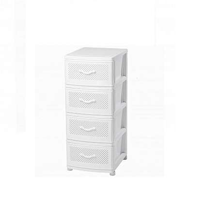 Комод elfplast Плетенка для хранения вещей 4х секционный белый 40*50*96 см