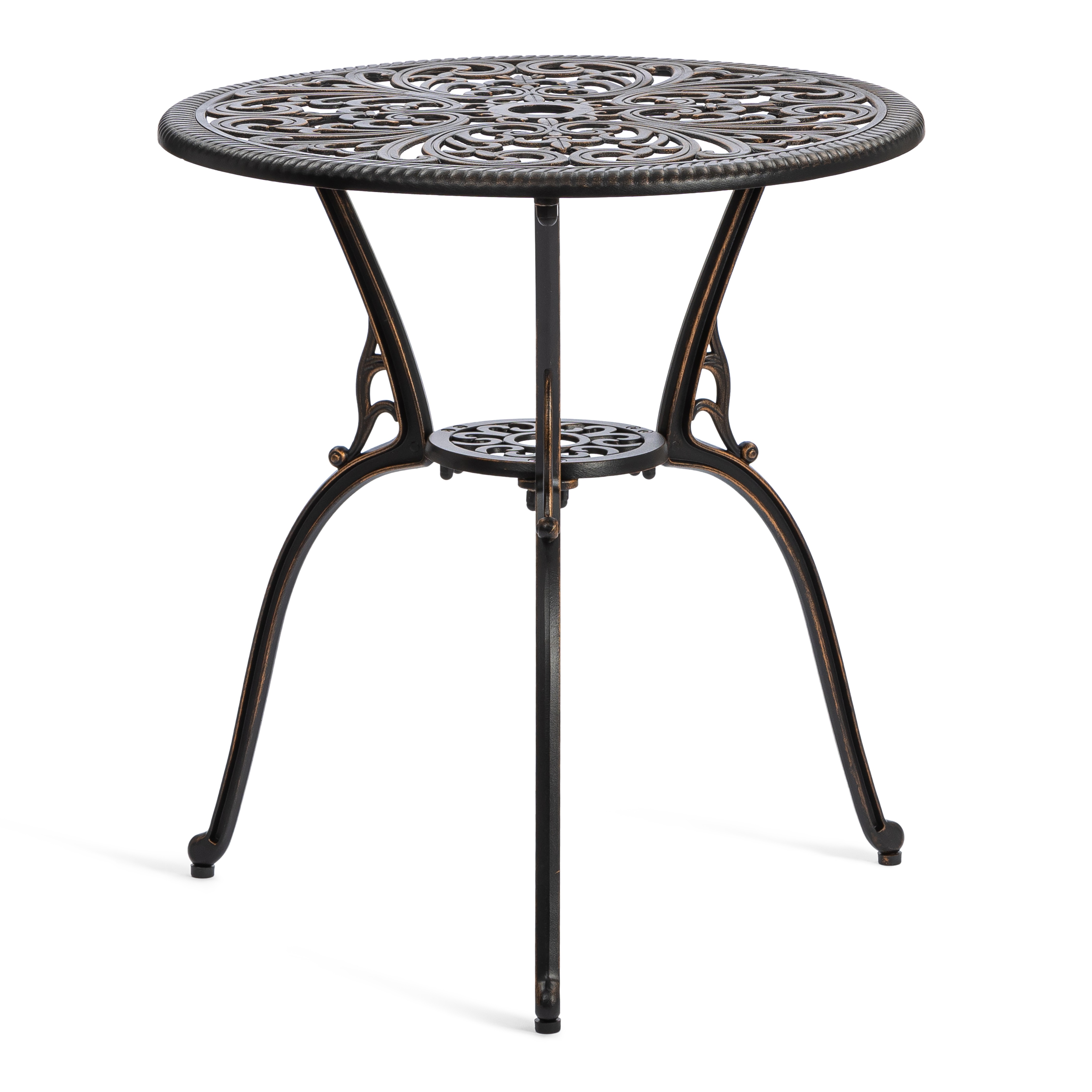 Комплект садовой мебели TETCHAIR Романс (стол+2 стула), алюминиевый сплав, D60/H67, 53х41х89см, бронзовый - фото 3