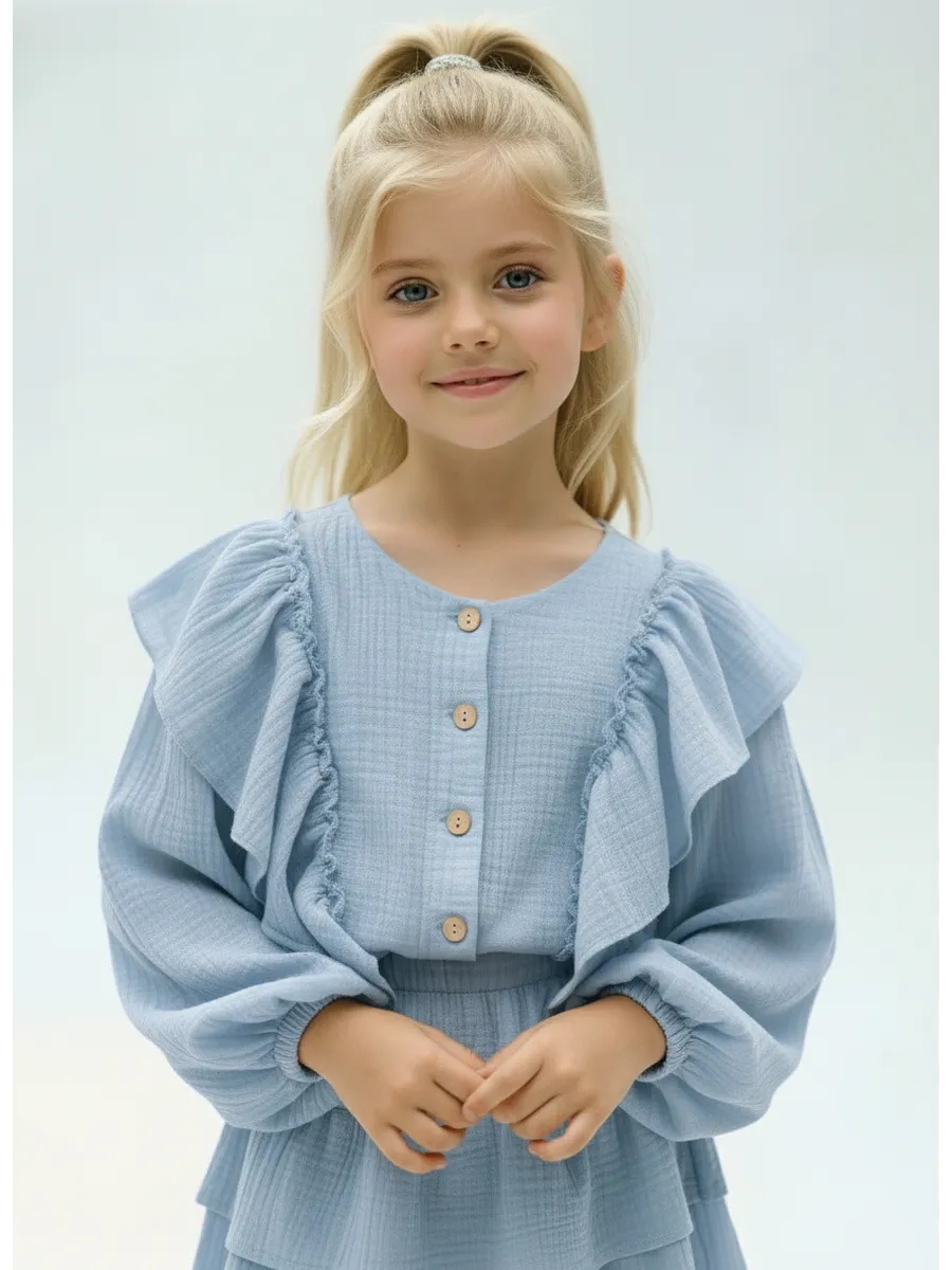 Костюм Leli dress костюм_муслин_с_юбкой_голубой - фото 8