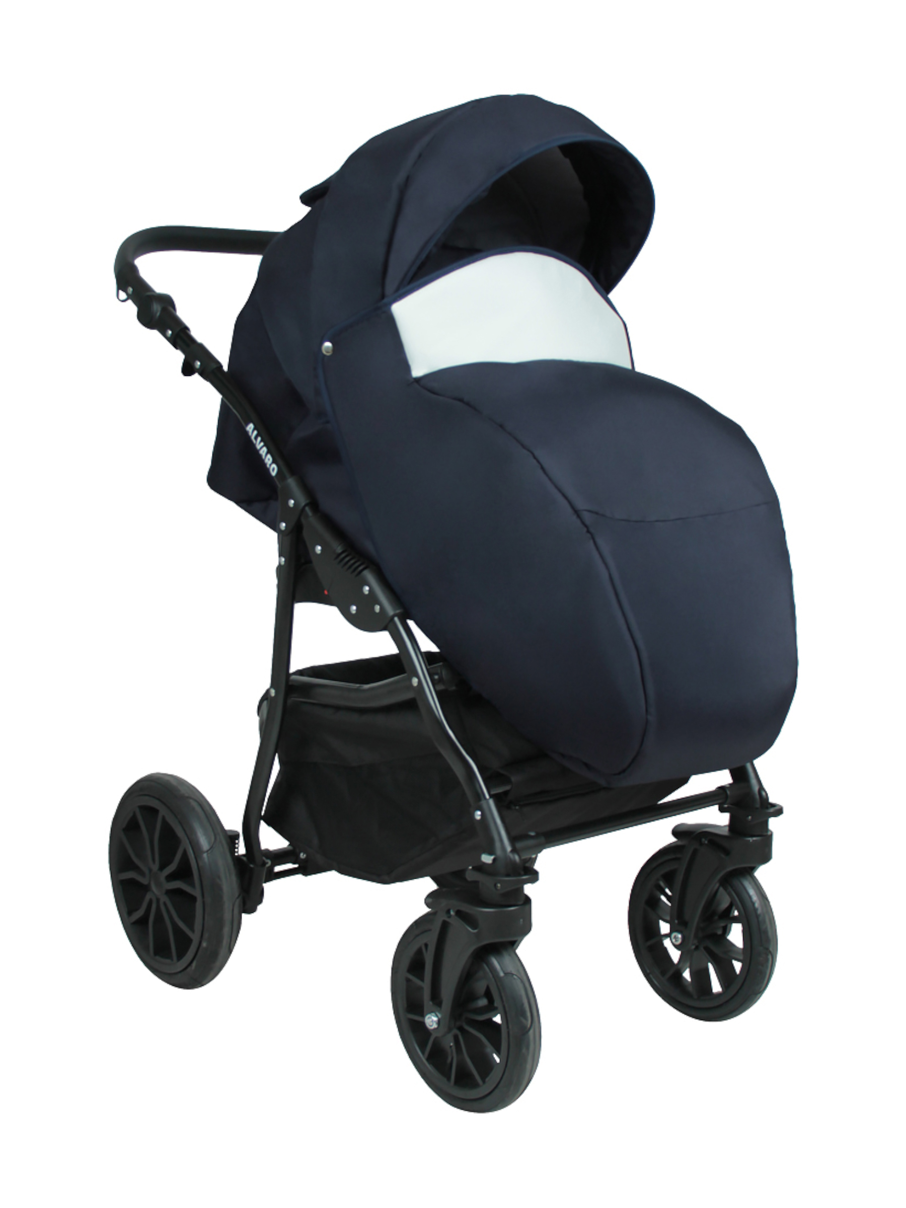 Коляска 2в1 alis Alvaro 07 темно-синий-белый - фото 4
