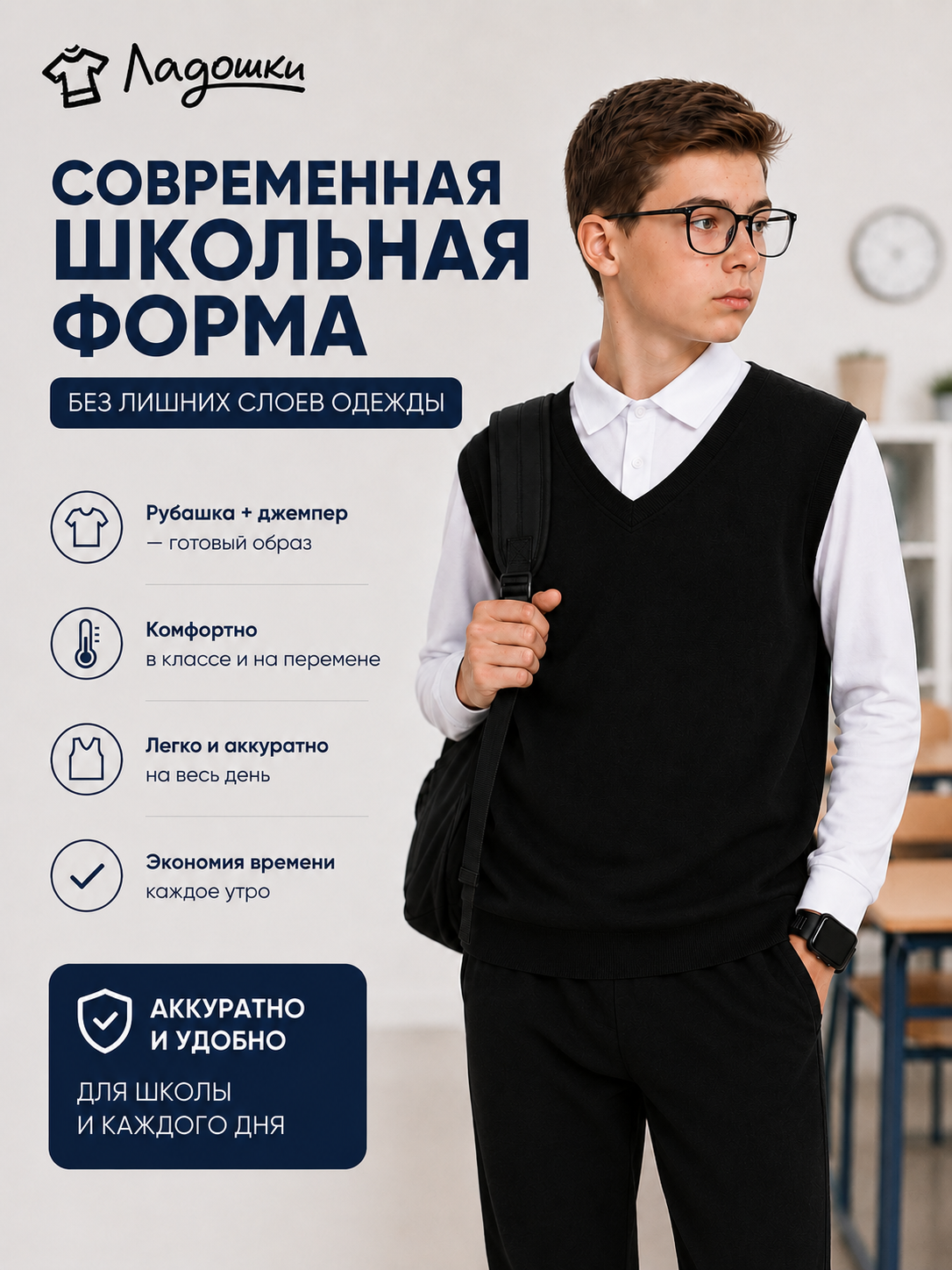 Джемпер-обманка ЛАДОШКИ Джемпер-обманка Стив-1 черный - фото 2