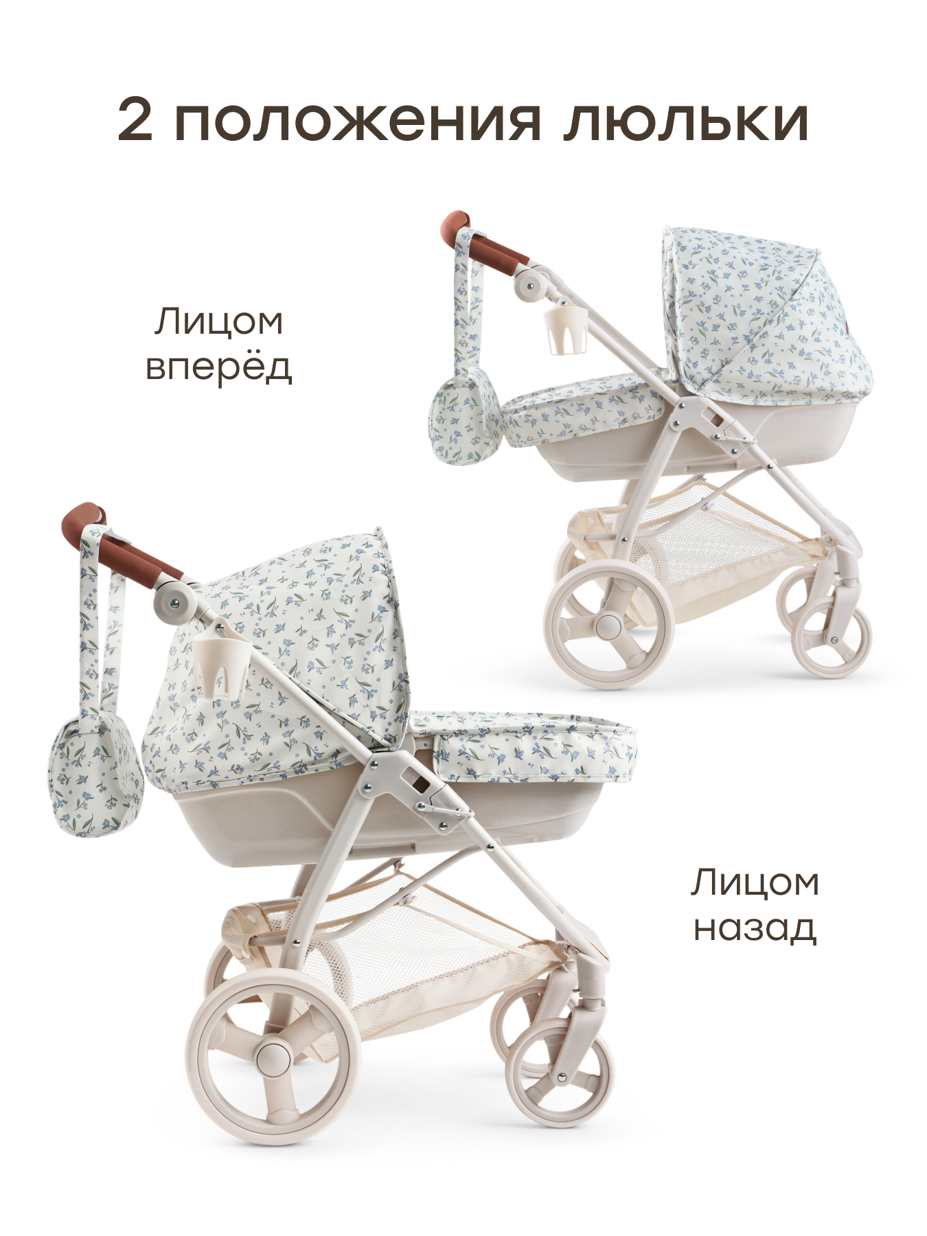 Коляска-люлька для кукол Happy Baby 331956_blue flowers - фото 9