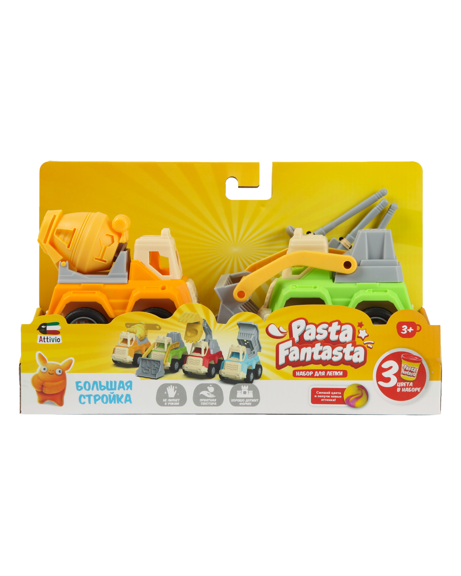 Изображение товара Набор для лепки Attivio Строительные машинки с пластилином и инструментами