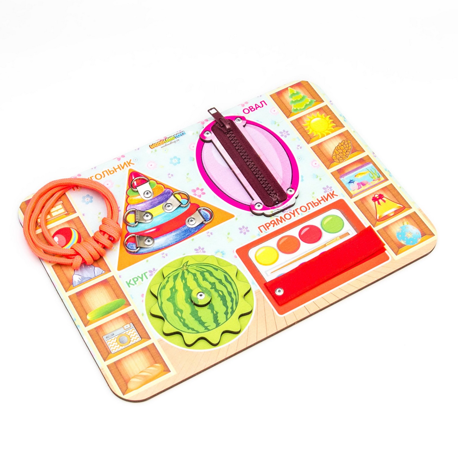 Игрушка WOODLANDTOYS бизиборд Геометрические формы - фото 3