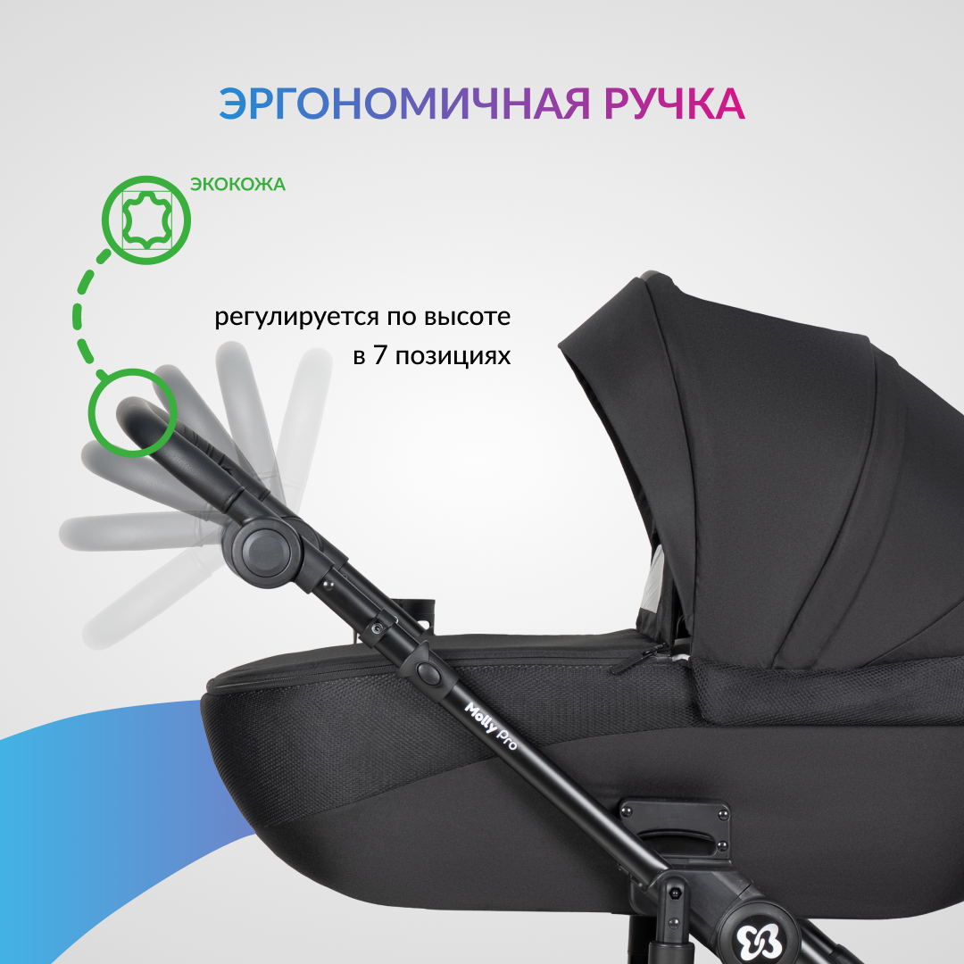 Коляска 3в1 Farfello Molly Pro черный - фото 11