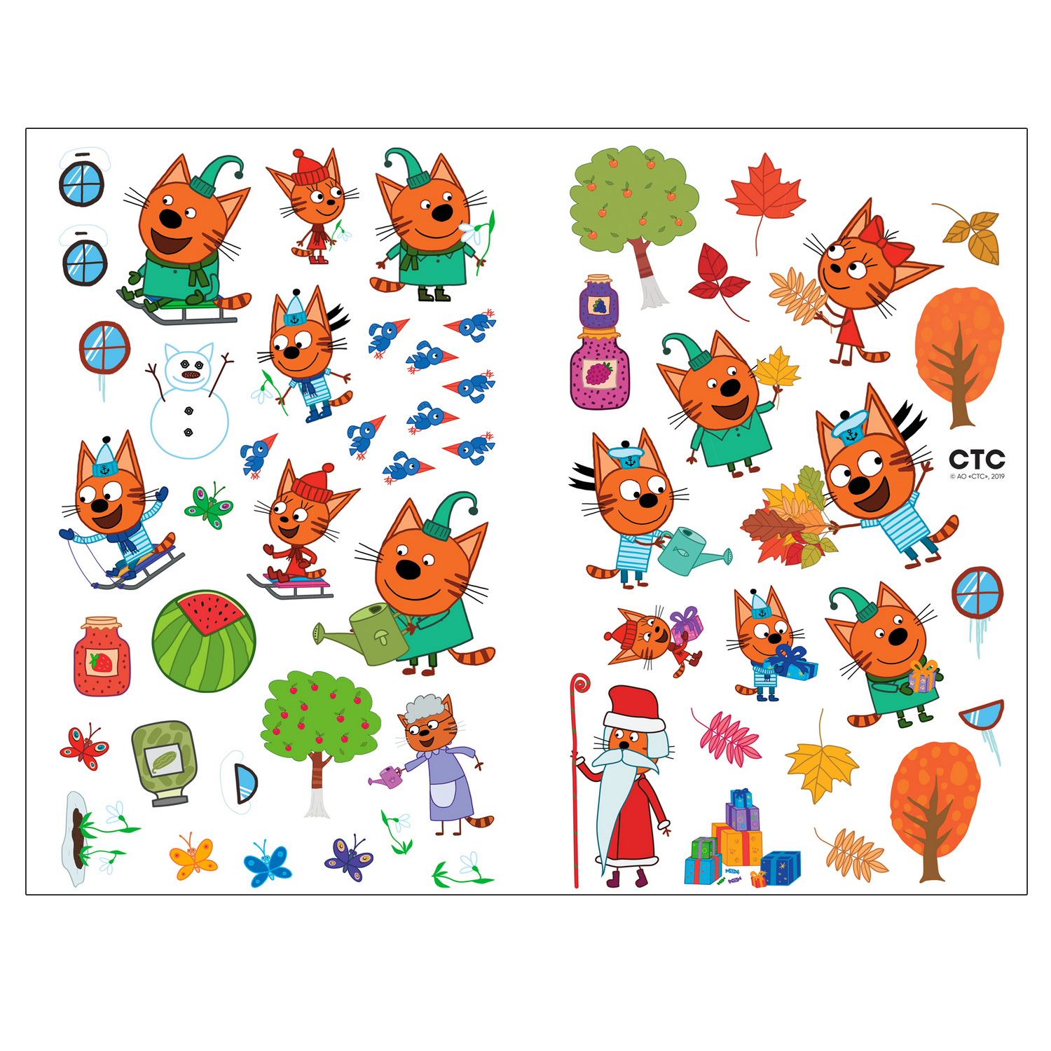 Книга МОЗАИКА kids Три кота Развивающие наклейки Времена года - фото 4