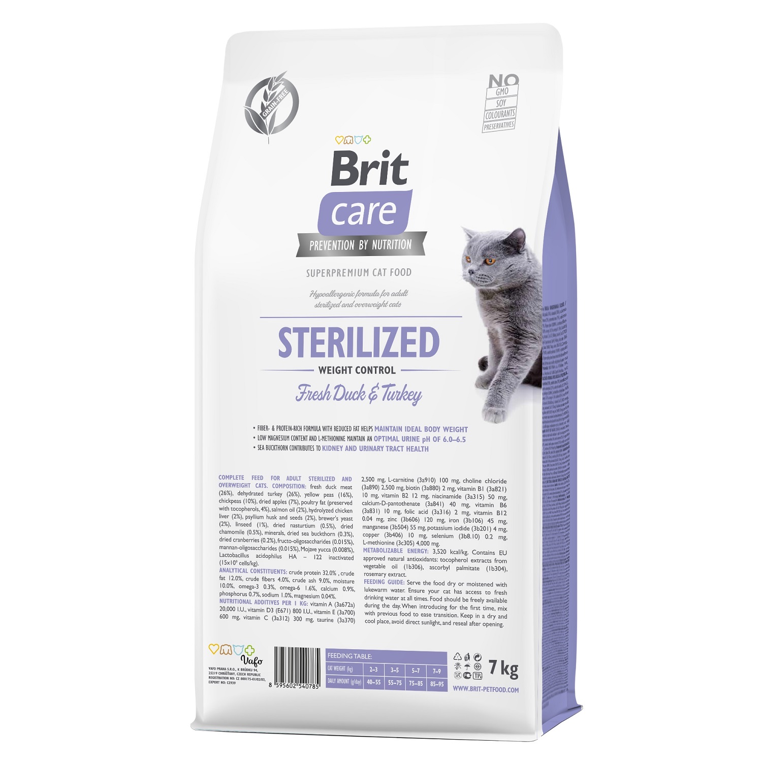 Корм для кошек Brit 7кг Care GF Sterilized Weight Control для стерилизованных Контроль веса - фото 2