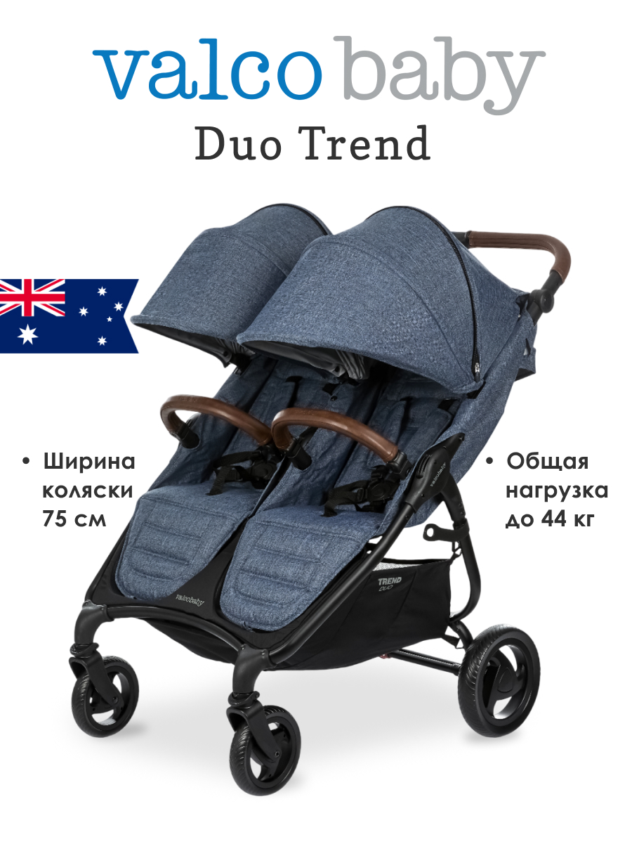 Коляска прогулочная для двойни Valco baby Snap Duo Trend Denim синий - фото 1